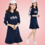 Mùa hè 2019 mới quý cô mùa xuân và mùa thu phong cách thể thao váy tennis váy cầu lông váy giản dị áo len - Trang phục thể thao bộ nỉ the thao nữ mùa đông