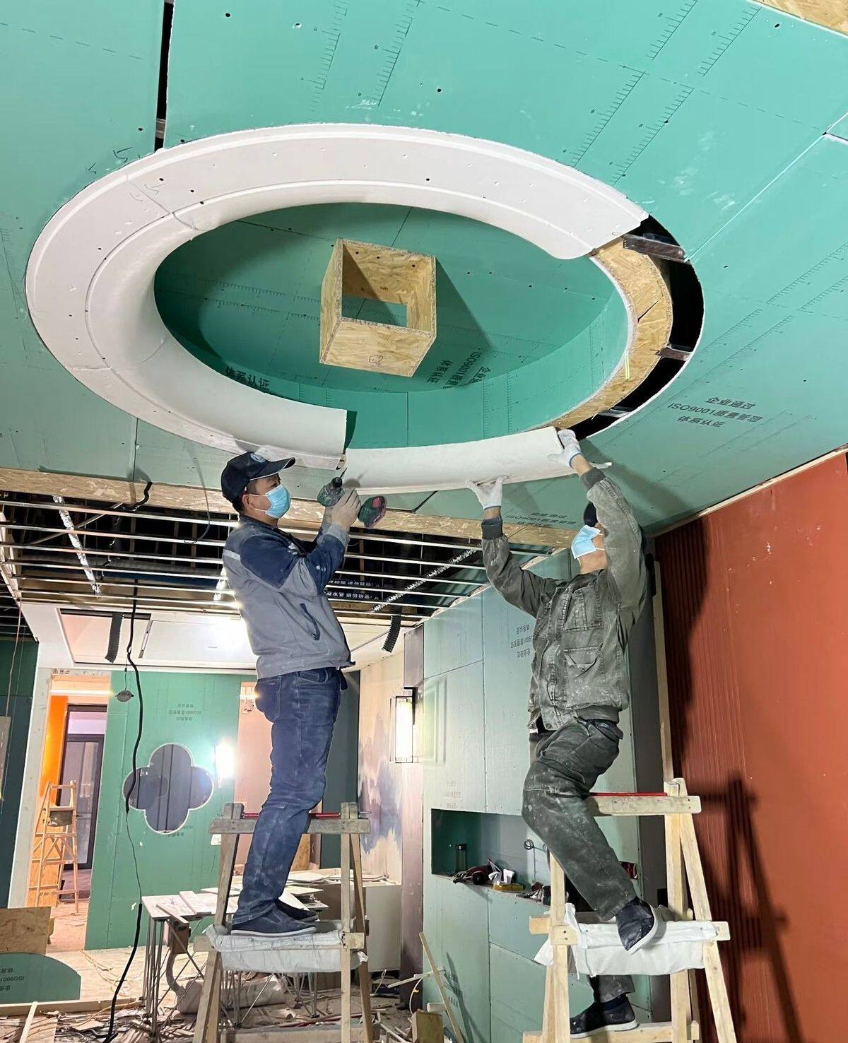 圆形天花造型GRG灯槽定制圆弧吊顶石膏板弧形线条异形装饰HC