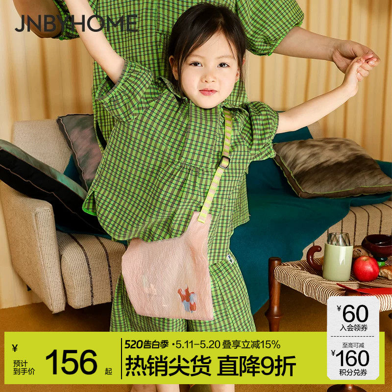 JNBYHOME江南布衣儿童款泡泡纱家居服棉质睡衣连衣裙泡泡袖亲