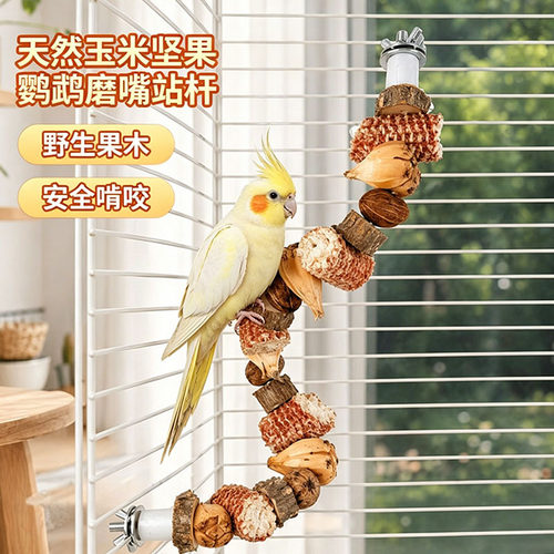 小松鼠专用攀爬玩具木质爬杆笼子造景玉米芯磨牙棒站杆松鼠攀爬杆