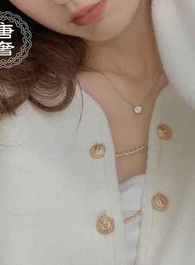 唐奢女S925纯银莫桑石项链气质