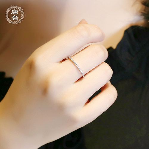 S925通体纯银D色莫桑石钻戒指女