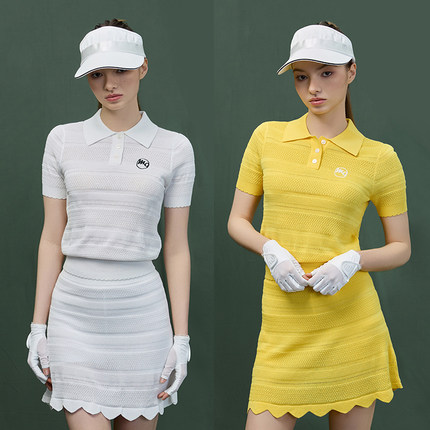 MG高尔夫服装女套装短袖POLO学院风针织T恤防走光裙清纯千金球服