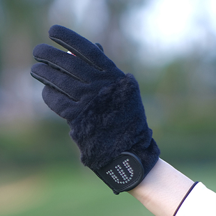 高尔夫女秋冬加绒保暖防滑经典黑手套下场打球时尚耐磨运动护手套