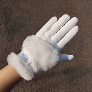 高尔夫女秋冬加绒保暖防滑手套户外打球时尚运动耐磨可触屏护手套