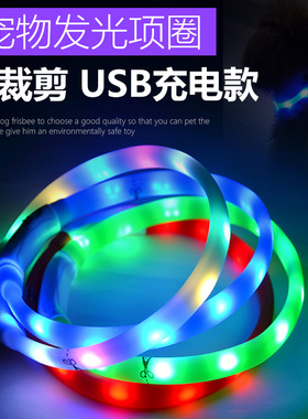 狗狗发光项圈 usb充电脖圈宠物用品夜光颈圈泰迪小型犬夜间遛狗灯