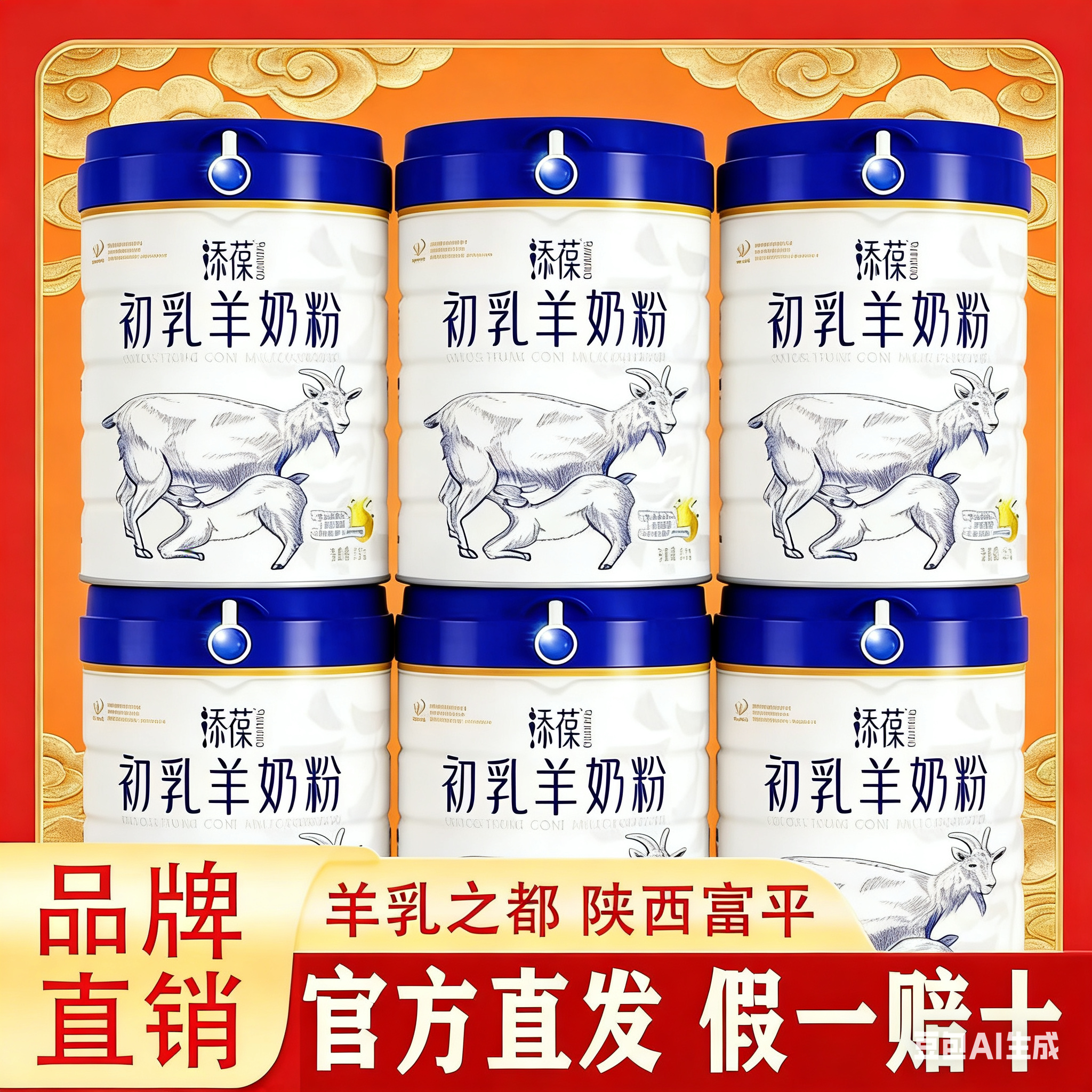 6罐】添葆初乳羊奶粉益生菌高钙富硒成人女士中老年罐装800克,咖啡/麦片/冲饮,学生/成人/中老年羊奶粉,淘宝优惠券,粉丝福利购,淘宝优惠卷