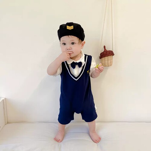 夏季纯棉满月新生儿薄款可爱哈衣