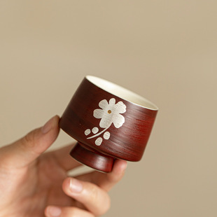 景德镇手工银花主人杯复古茶杯陶瓷茶具品茗杯闻香杯家用功夫茶具