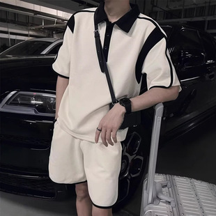 高级感穿搭套装 短袖 2025男装 夏天搭配帅气Polo衫 短裤 男生酷帅套装