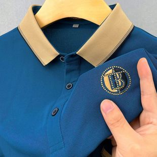 新款 短袖 夏季 青年男士 上衣男 t恤翻领刺绣Polo衫 翻领休闲百搭半袖