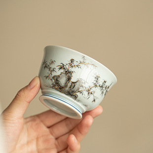 景德镇手工青花山水花草主人杯茶具茶杯品茗杯家用办公功夫茶具
