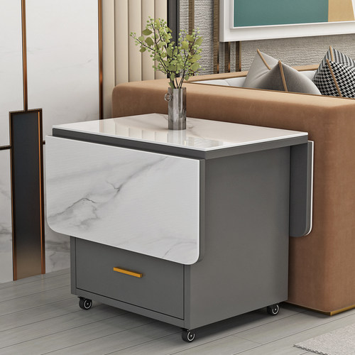 轻奢岩板可移动折叠茶几