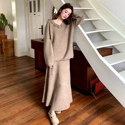 孕妇秋冬a字版连衣裙法式过膝