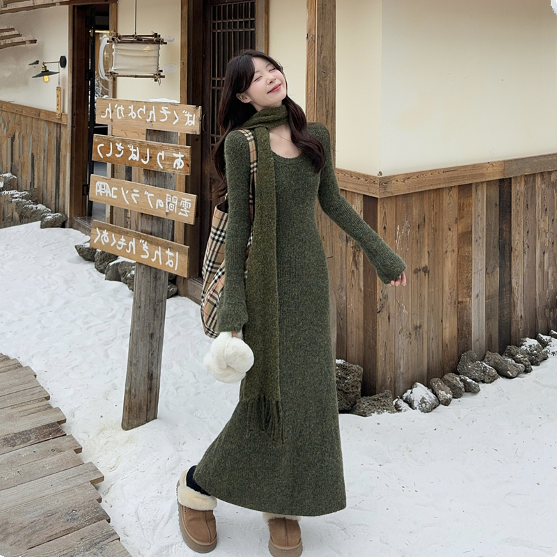 孕妇冬季毛茸茸冬天紧身高弹裙子