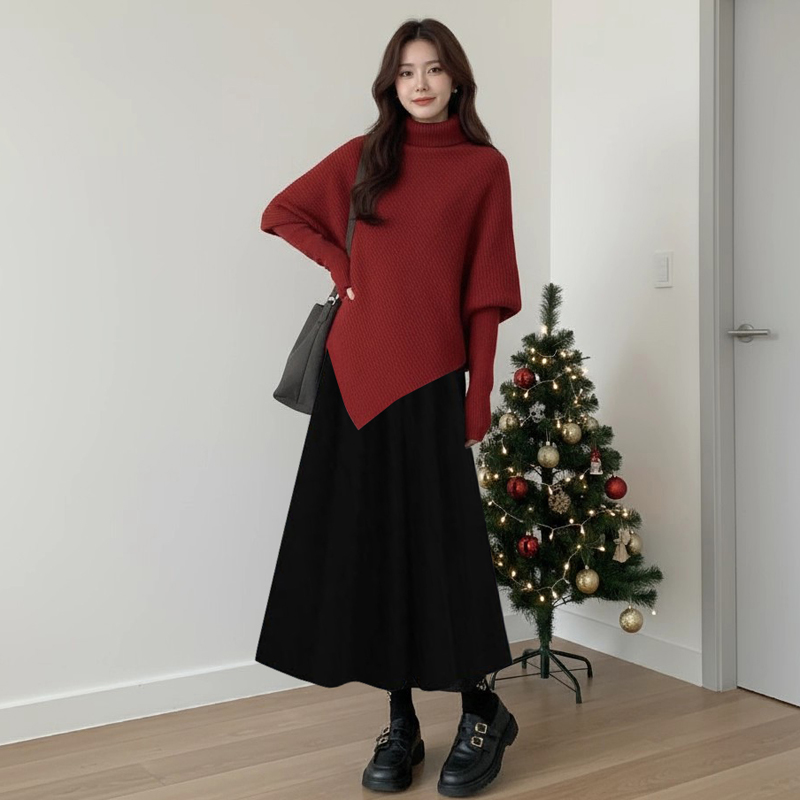 孕妇秋冬装不规则针织上衣两件套