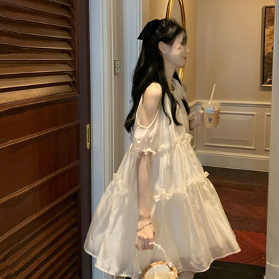 孕妇夏天甜美气质网纱雪纺连衣裙