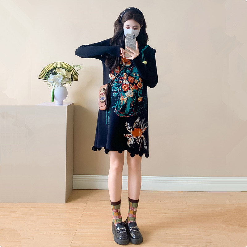 国风孕妇装连衣裙春秋2026新款针织背心裙高级感刺绣针织裙两件套,孕妇装/孕产妇用品/营养,连衣裙,淘宝优惠券,粉丝福利购,淘宝优惠卷