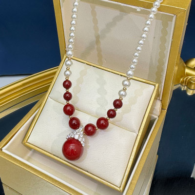 安克拉红珍珠项链2025年新款时尚