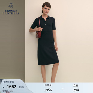 布克兄弟女士春夏款 纯色polo领金属纽扣连衣裙 Brothers Brooks