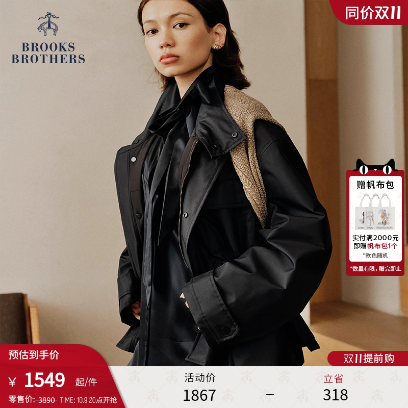 布克兄弟24女士工装口袋驼绒棉服