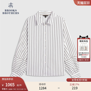 口衬衫 Brooks 竖条纹拼接袖 布克兄弟女士25秋冬新品 Brothers