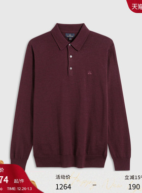 Brooks Brothers/布克兄弟男士25秋冬新品美利奴羊毛长袖polo衫