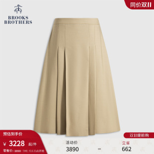 纯色A字褶皱优雅半身裙 布克兄弟女士25早秋新品 Brooks Brothers