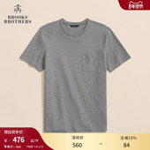布克兄弟男士 Brooks Brothers 夏圆领口袋简约纯色T恤
