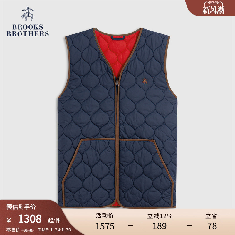 布克兄弟25男士纯色棉服马甲