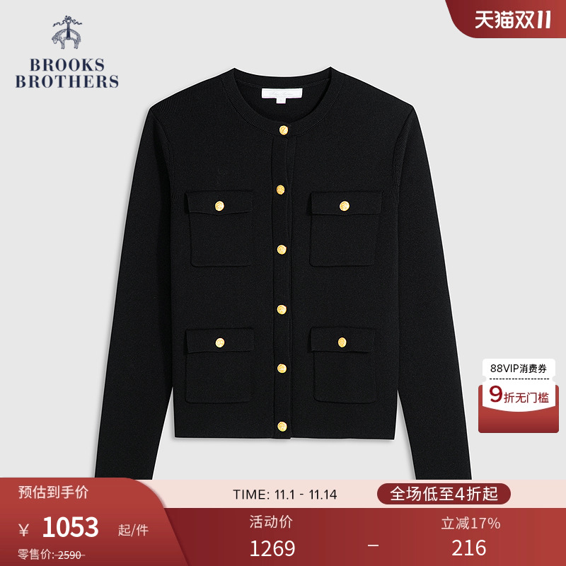 布克兄弟25女士金属纽扣针织开衫