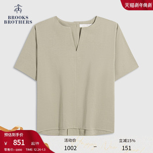 棉麻天丝V领文艺衬衫 布克兄弟女士春夏新款 Brothers Brooks