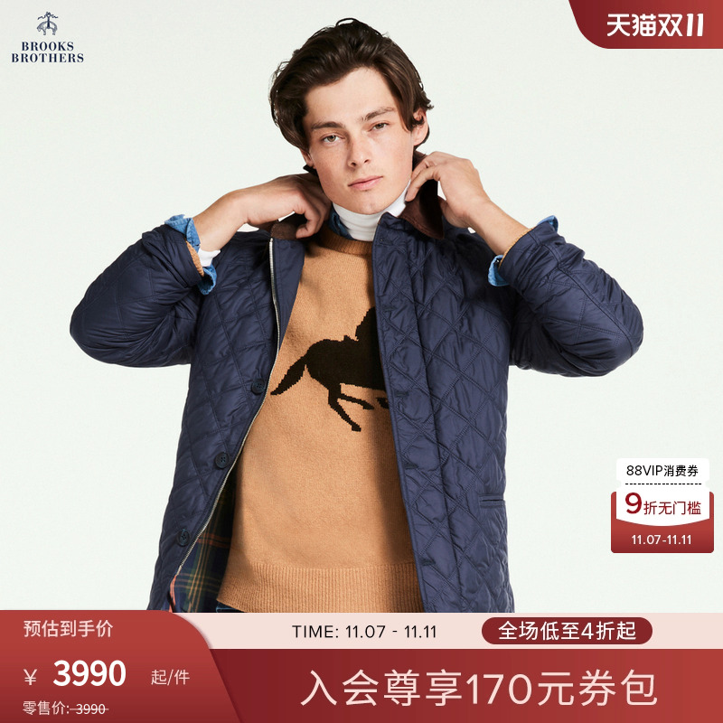 布克兄弟25男士菱格绗缝棉服