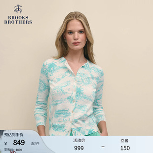 Brooks 布克兄弟女士秋冬款 航海度假风印花针织开衫 Brothers