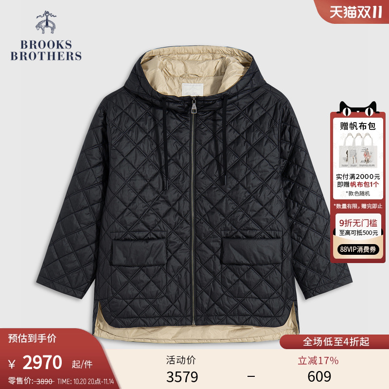 布克兄弟24女士复古格菱珩缝棉服