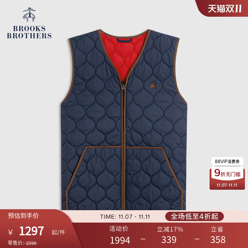 布克兄弟25男士纯色棉服马甲