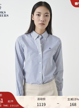 [易打理]Brooks Brothers/布克兄弟女士新款Supima棉条纹长袖衬衫