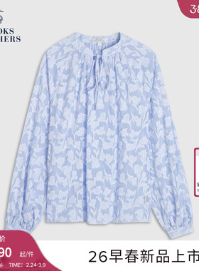 Brooks Brothers/布克兄弟女士26春夏新品纯棉条纹提花系带衬衫