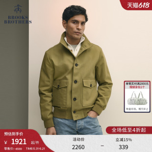 Brooks Brothers/布克兄弟男士春夏款纯棉巴恩风美式立领夹克外套