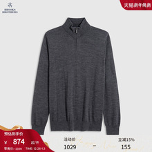 Brooks Brothers/布克兄弟男士25秋冬新品美利奴羊毛半拉链针织衫