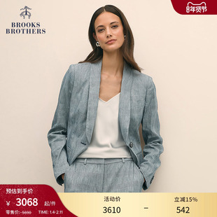 Brooks Brothers/布克兄弟女士秋冬新款亚麻格纹青果领老钱西装