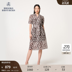 桑蚕丝混纺V领修身 Brooks 款 布克兄弟女士春夏季 连衣裙 Brothers