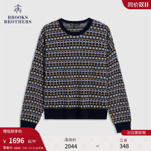 绵羊毛费尔岛圆领毛衣 布克兄弟女士25早秋新品 Brooks Brothers