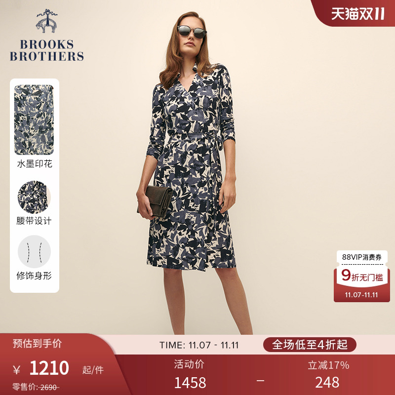 布克兄弟25女士印花一片式连衣裙