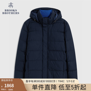 秋冬灰鸭绒连帽保暖休闲羽绒服外套 布克兄弟男士 Brothers Brooks