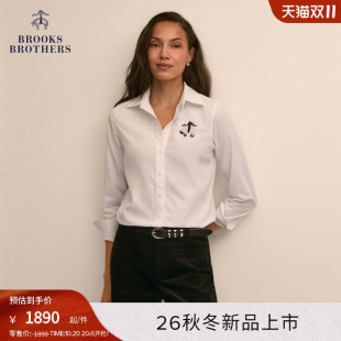 Brooks Brothers/布克兄弟秋季女士钉珠装饰长袖休闲衬衫