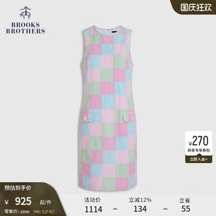 布克兄弟女士新品 泡泡紗拼接多巴胺連衣裙 Brothers Brooks