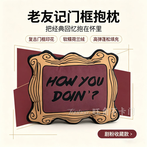 老友记同款复古荷兰绒门框抱枕