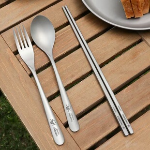 HWZBBEN纯钛筷子勺子勺叉日常家用旅游便携随身露营野餐餐具组合