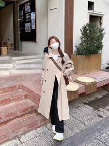 x不是好人风衣外套女2023新款春秋季英伦中长款小个子卡其色大衣